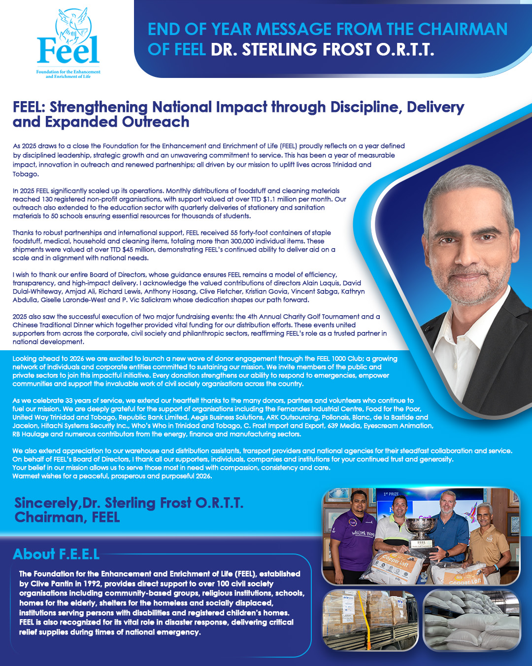 END OF YEAR MESSAGE FROM THE CHAIRMAN OF F.E.E.L. DR. STERLING FROST O.R.T.T. 2025